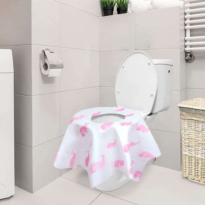 21 Pack Toilet Seat Covers Disposable, Extra Large Disposable Toilet Seat Covers for Adults, Individually Wrapped Potty Training Liners with Non-Slip Adhesives for Kids in Home, Restrooms&Travel -Pink - Image 2