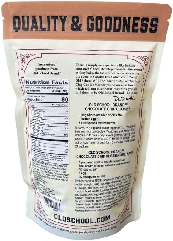 Old School Brand™ Chocolate Chip Cookie Mix – 16 oz | Organic Cane Sugar & Real Milk Chocolate Chips | Just Add Egg & Butter | Homestyle Bakery-Style Cookies | Makes ~20 Cookies - Image 2