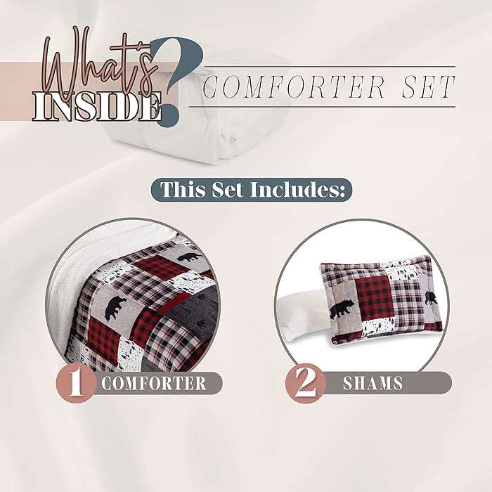 Elegant Comfort 3-Piece Winter Lodge-Patch Sherpa Comforter Soft, Cozy and Durable Quality, Heavy Weight Reversible Down Alternative Micro-Suede, Patch Sherpa Comforter, Queen - Image 3