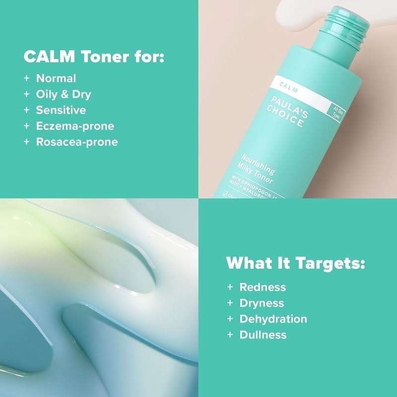 Paula’s Choice Calm Nourishing Milky Toner for Sensitive Skin, Calms + Soothes Redness, Suitable for Rosacea-Prone & Eczema-Prone Skin, Fragrance-Free, 4 Fl Oz. - Image 5
