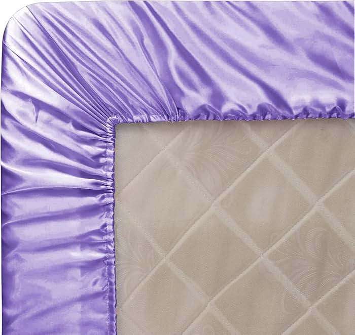 Homiest Lavender Satin Fitted Sheet King Size, Deep Pocket, Luxury & Ultra Soft Bedding - Image 6