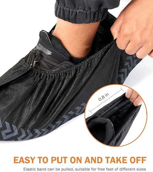 X-Large 100 Pcs Shoe Covers Disposable Non-Slip, Breathable Shoe Covers for Indoors, Slip-resistant, Durable, Non-Woven Booties for Shoes Covers,Stretchable Fits Up To13 US Men,Black - Image 6