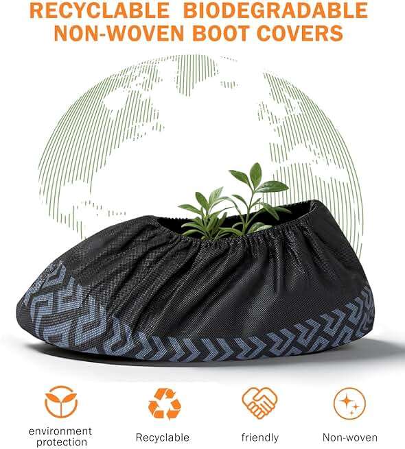 X-Large 100 Pcs Shoe Covers Disposable Non-Slip, Breathable Shoe Covers for Indoors, Slip-resistant, Durable, Non-Woven Booties for Shoes Covers,Stretchable Fits Up To13 US Men,Black - Image 8
