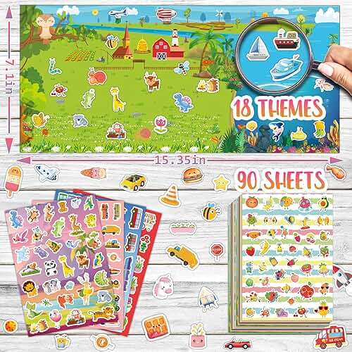3000+PCS Kids Stickers for Water Bottles, 18 Themes with Cars Food Trucks Plant, Animal Stickers for Toddlers Students Teachers Adults Parent, Cute Stickers for Journaling Gift Laptop Phone - Image 3
