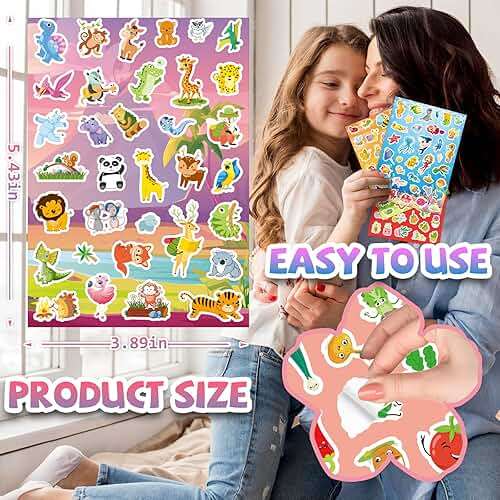 3000+PCS Kids Stickers for Water Bottles, 18 Themes with Cars Food Trucks Plant, Animal Stickers for Toddlers Students Teachers Adults Parent, Cute Stickers for Journaling Gift Laptop Phone - Image 4