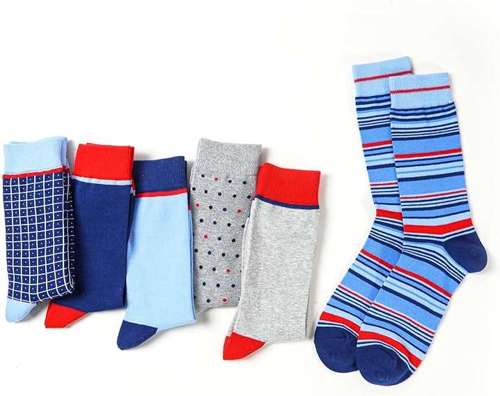 GLENMEARL Mens Dress Socks, 6 Pack Patterned Dress Socks for Men, Classic Cotton Mens Crew Socks With Gift Box, Casual Business Men Socks 10-13 - Image 2