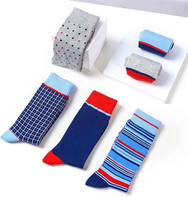 GLENMEARL Mens Dress Socks, 6 Pack Patterned Dress Socks for Men, Classic Cotton Mens Crew Socks With Gift Box, Casual Business Men Socks 10-13 - Image 3
