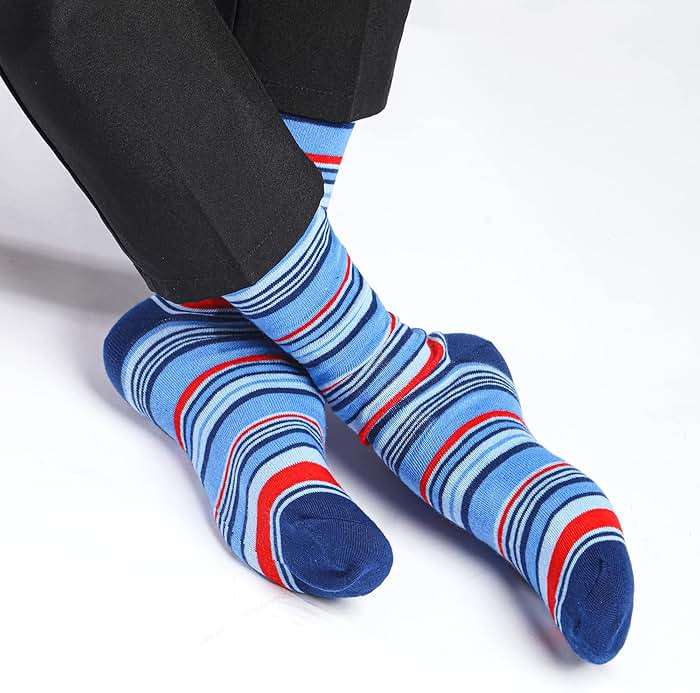GLENMEARL Mens Dress Socks, 6 Pack Patterned Dress Socks for Men, Classic Cotton Mens Crew Socks With Gift Box, Casual Business Men Socks 10-13 - Image 4