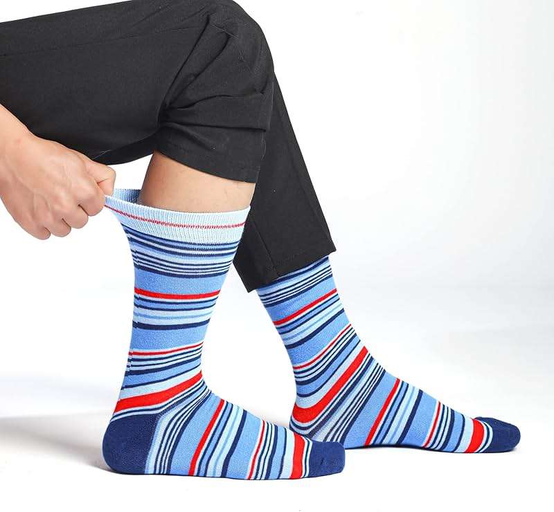 GLENMEARL Mens Dress Socks, 6 Pack Patterned Dress Socks for Men, Classic Cotton Mens Crew Socks With Gift Box, Casual Business Men Socks 10-13 - Image 5