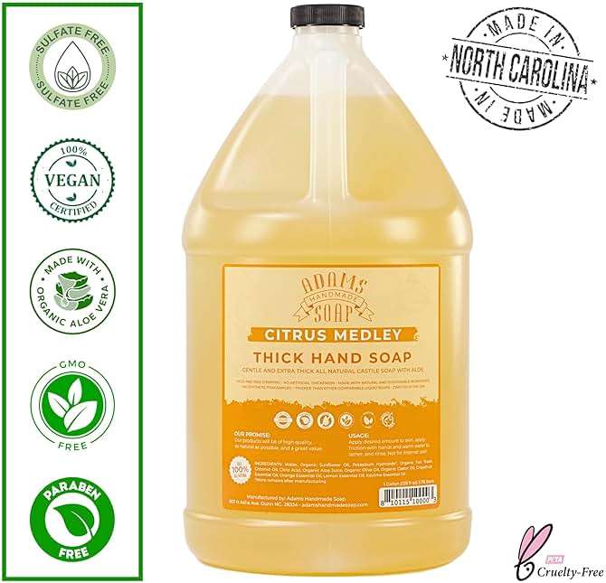 Adams Handmade Soap Thick Organic Castile Liquid Hand Soap 1 Gallon Refill - Citrus Medley - Image 2