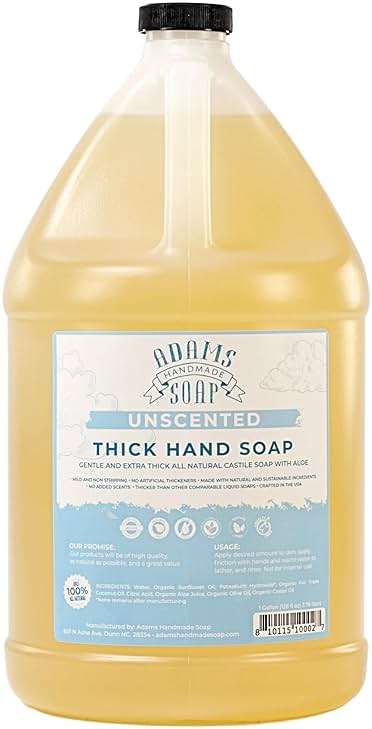 Adams Handmade Soap Thick Organic Castile Liquid Hand Soap 1 Gallon Refill- Unscented - Image 1
