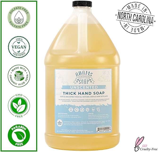 Adams Handmade Soap Thick Organic Castile Liquid Hand Soap 1 Gallon Refill- Unscented - Image 2