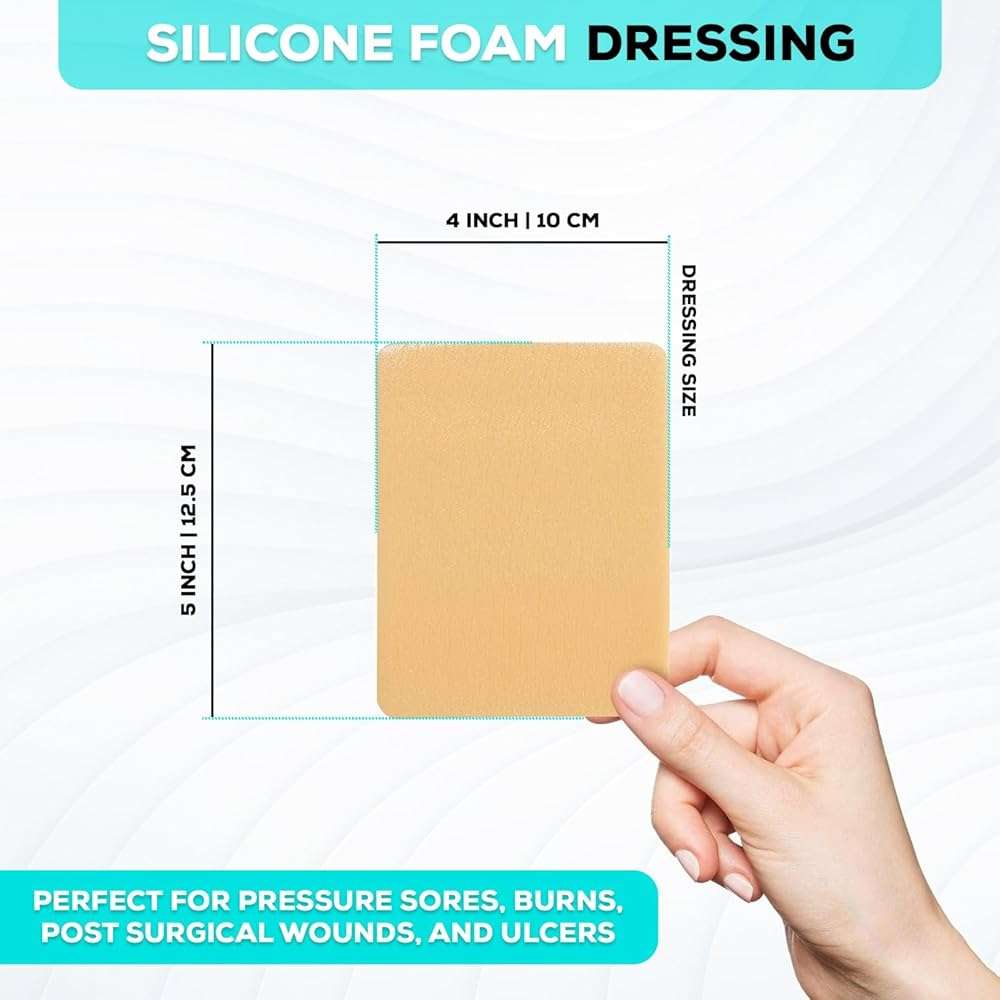 MedVance Silicone Foam Dressing - Waterproof Silicone Adhesive Foam Dressing - Easy Apply & Remove Wound Bandages - Dressings for Pressure Sores, & More - (4" x 5" Absorbent Bandage) - Image 3