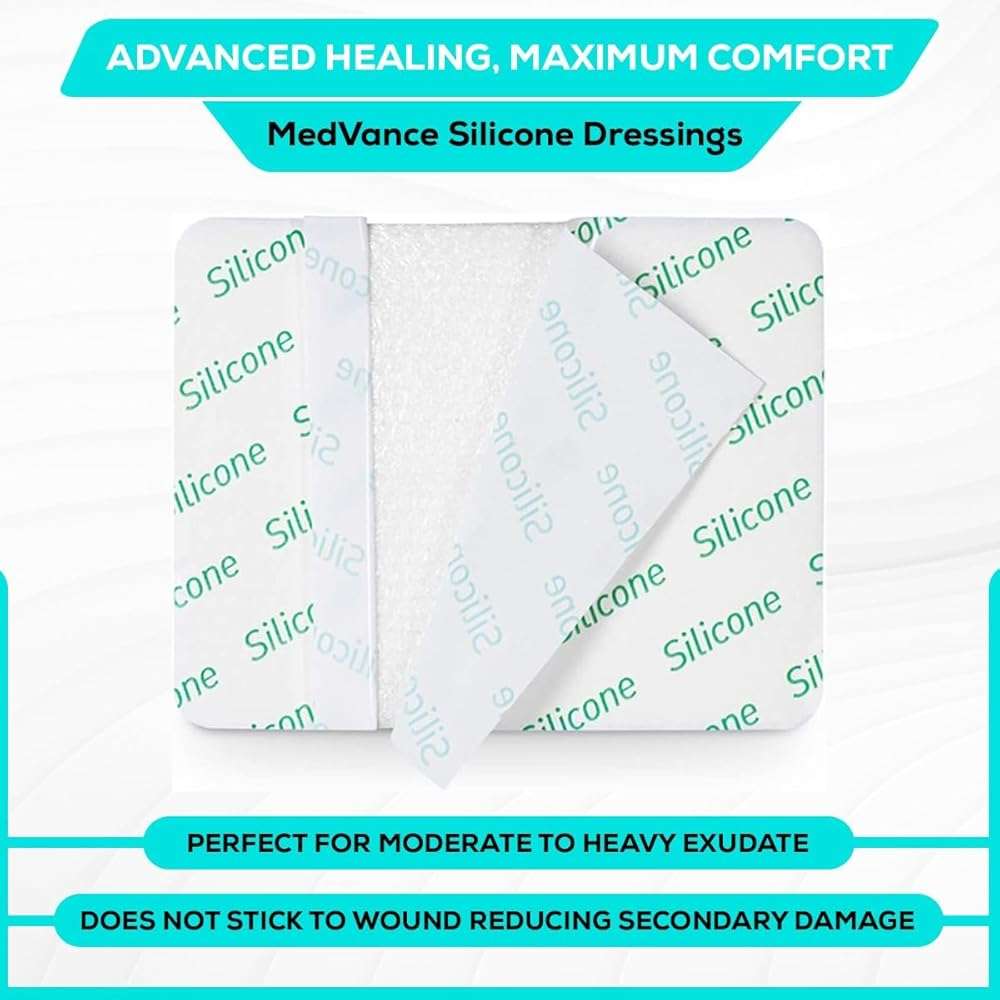 MedVance Silicone Foam Dressing - Waterproof Silicone Adhesive Foam Dressing - Easy Apply & Remove Wound Bandages - Dressings for Pressure Sores, & More - (4" x 5" Absorbent Bandage) - Image 4