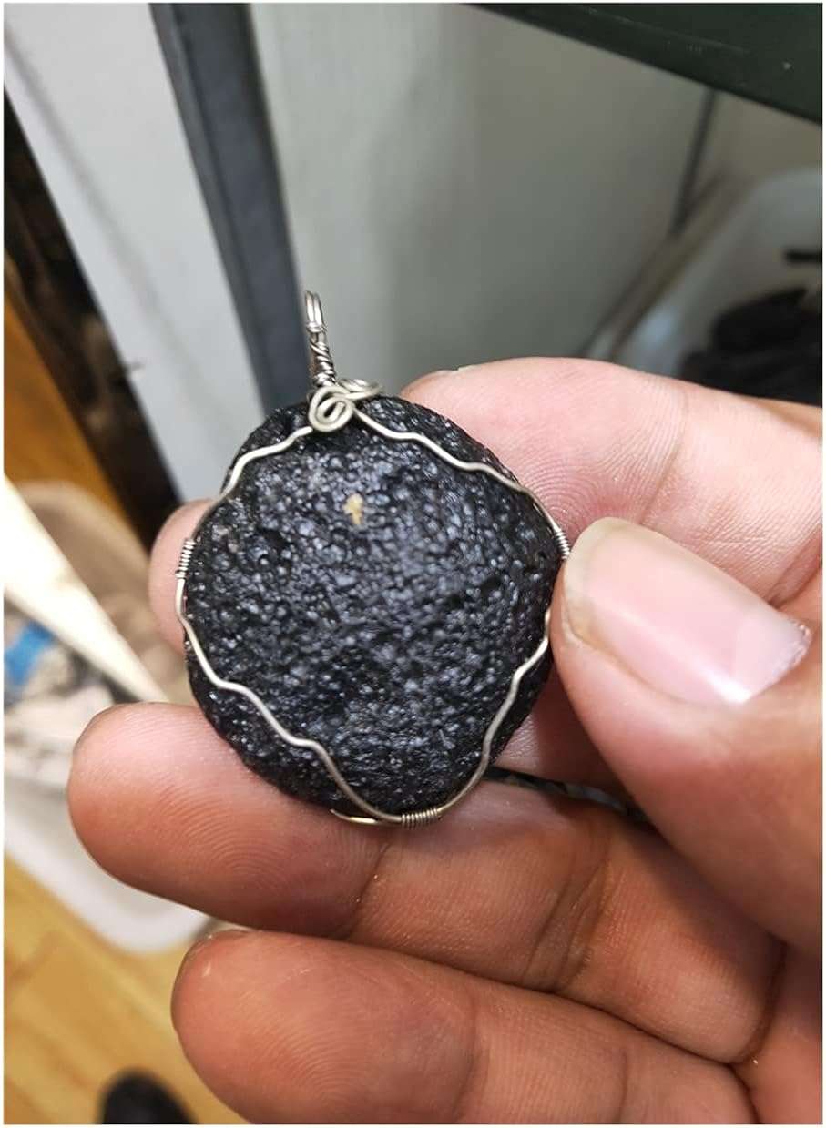 WGPHD Health & Household Genuine Small Black Meteorite Glass Meteorite Czech Meteorite Necklace Pendant - Image 1