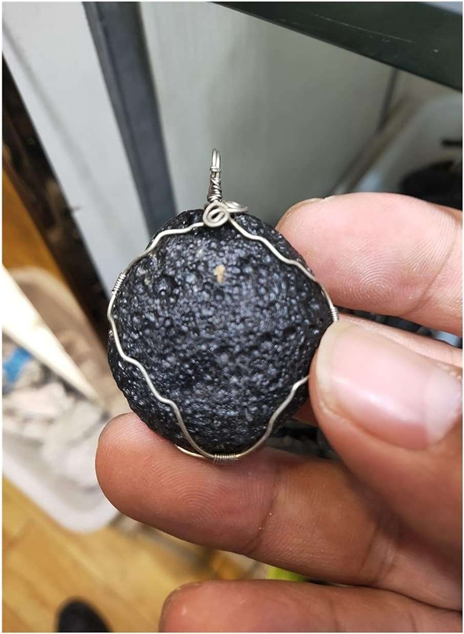 WGPHD Health & Household Genuine Small Black Meteorite Glass Meteorite Czech Meteorite Necklace Pendant - Image 2