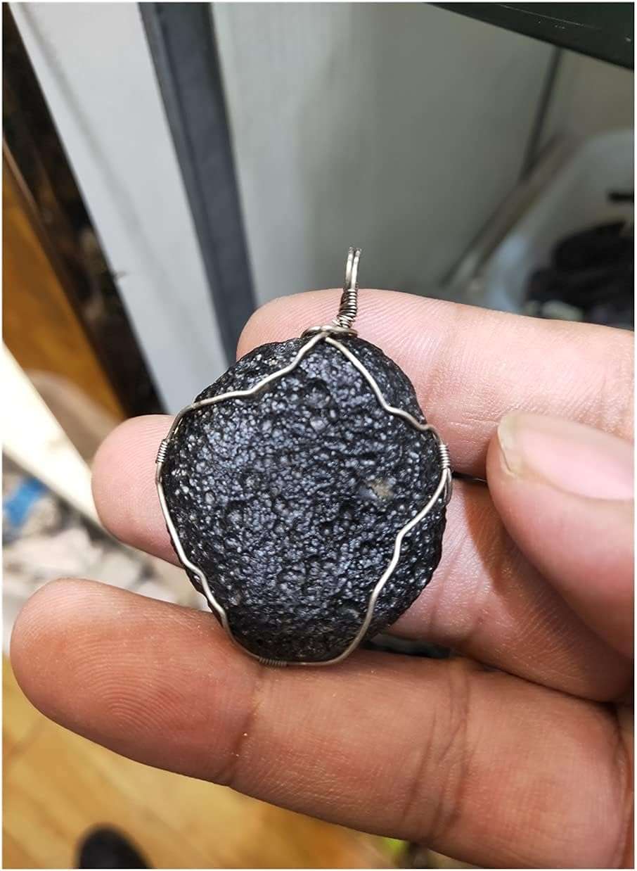 WGPHD Health & Household Genuine Small Black Meteorite Glass Meteorite Czech Meteorite Necklace Pendant - Image 3