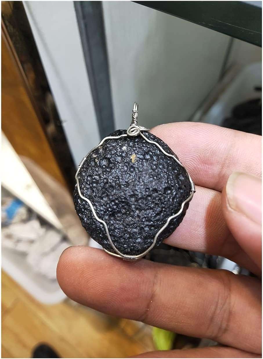 WGPHD Health & Household Genuine Small Black Meteorite Glass Meteorite Czech Meteorite Necklace Pendant - Image 4