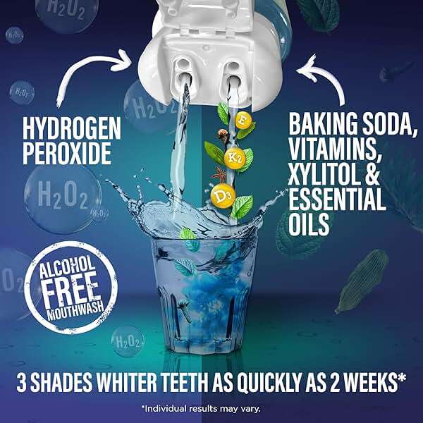 GuruNanda Teeth Whitening Dual Barrel Oxyburst Mouthwash - Alcohol & Fluoride Free, Hydrogen Peroxide to Promote Whiter Teeth - Wild Mint - 20 Fl Oz - Image 4