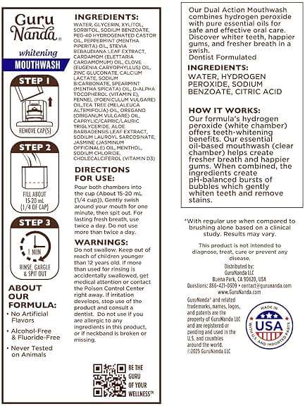 GuruNanda Teeth Whitening Dual Barrel Oxyburst Mouthwash - Alcohol & Fluoride Free, Hydrogen Peroxide to Promote Whiter Teeth - Wild Mint - 20 Fl Oz - Image 8