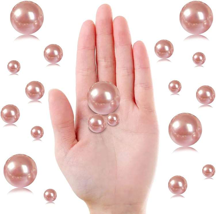 GLBYUNN Pearl Beads for Vase Filler 160 Pieces No Hole Makeup Pearls Beads for Brushes Holder for Home Wedding Christmas Decor, 10/14/20mm(Rose Gold) - Image 3
