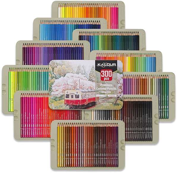 KALOUR Professional Colored Pencils,Set of 300 Colors,Artists Soft Core with Vibrant Color,Ideal for Drawing Sketching Shading,Coloring Pencils for Adults Artists Beginners - Image 1