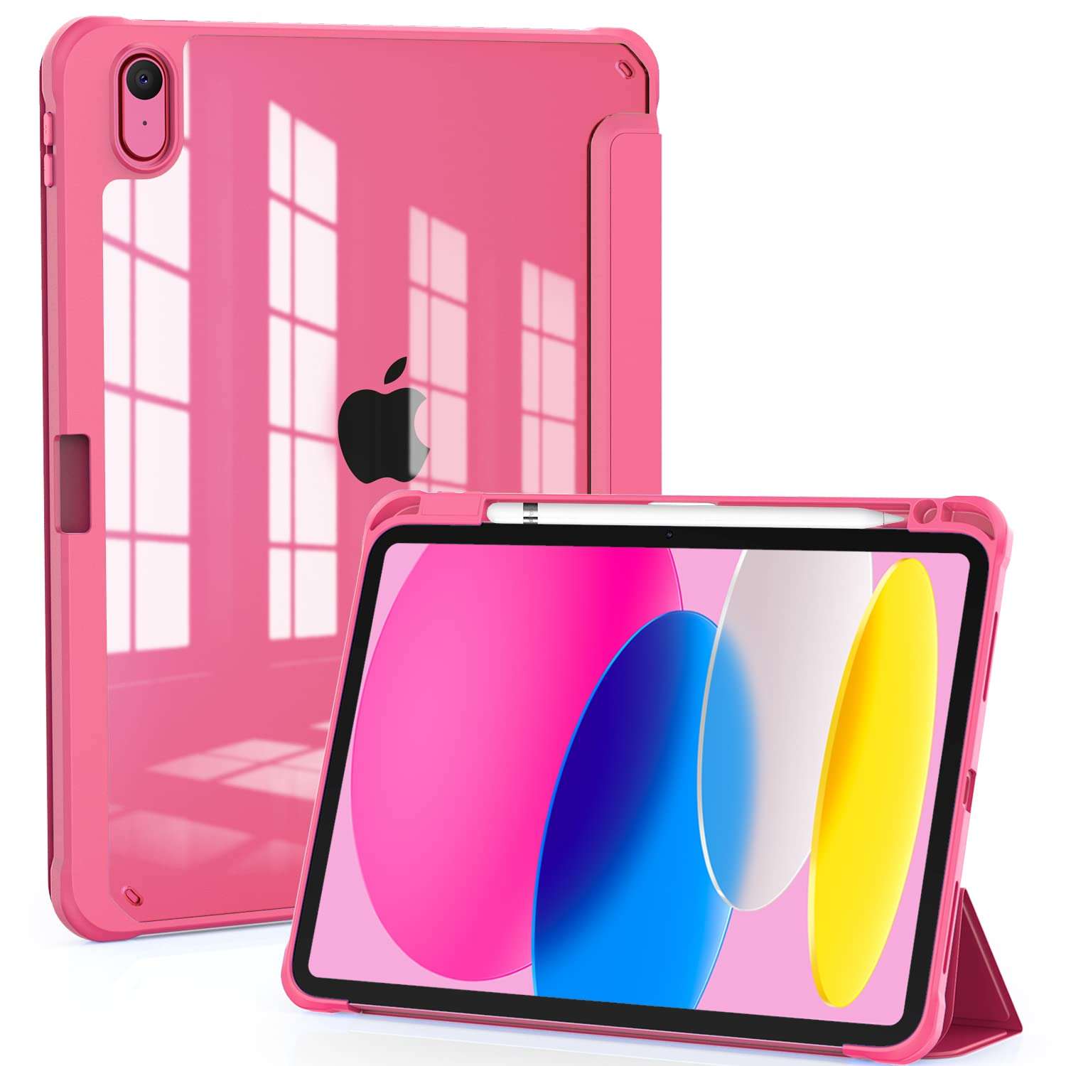 OKP Case for iPad 11th Generation 11-inch (A16) 2025, for 10.9'' iPad 10th Gen 2022, Slim Lightweight i Pad 11/10 th Gen Protective Cover with Trifold Stand, Auto Wake/Sleep, Clear PC Back Shell, Pink - Image 1