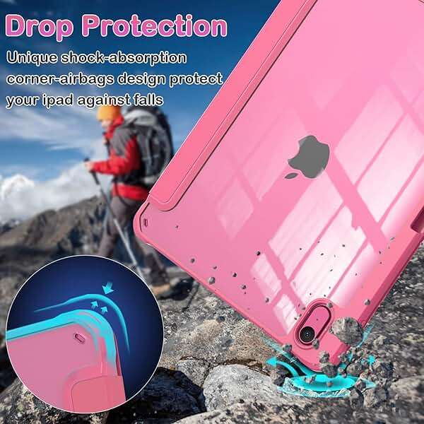 OKP Case for iPad 11th Generation 11-inch (A16) 2025, for 10.9'' iPad 10th Gen 2022, Slim Lightweight i Pad 11/10 th Gen Protective Cover with Trifold Stand, Auto Wake/Sleep, Clear PC Back Shell, Pink - Image 5