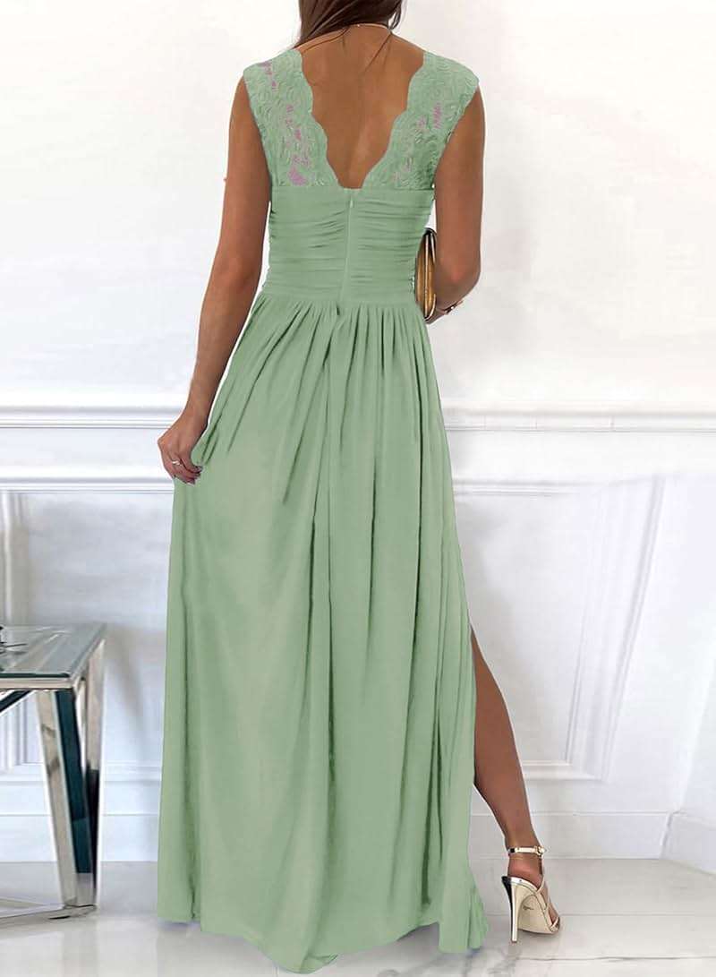 Dokotoo Womens 2026 Formal Dresses Wrap V-Neck Ruched Sexy Bridesmaid Wedding Guest Maxi Dresses - Image 2
