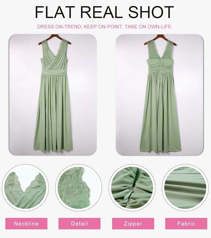 Dokotoo Womens 2026 Formal Dresses Wrap V-Neck Ruched Sexy Bridesmaid Wedding Guest Maxi Dresses - Image 5