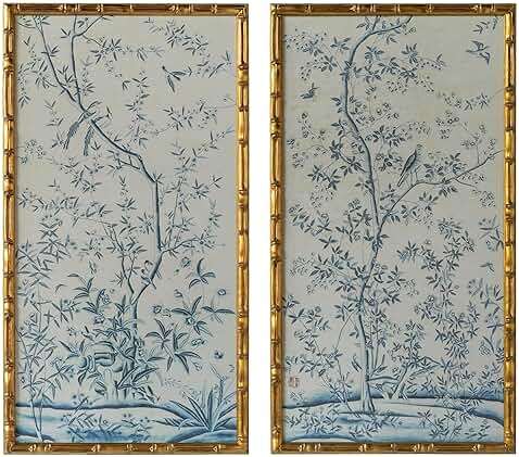 HongFengtang Chinese Rice Paper Print China Flower And Bird Bamboo Frame 19.5 X 35.8 Inches (B) - Image 2