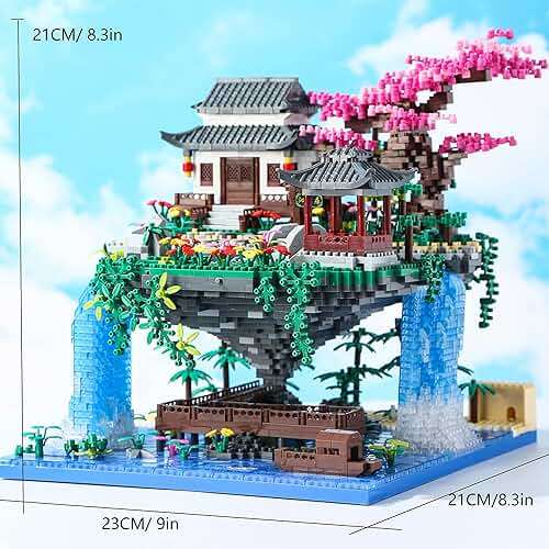 Yushinv Cherry Blossom Tree Building Set with Gift Box, Original Music Cherry Blossom Tree House(Type :Symphony), Japanese Sakura Tree House Lights Building Kit3320 Pcs, Cherry Bonsai Building Set. - Image 3