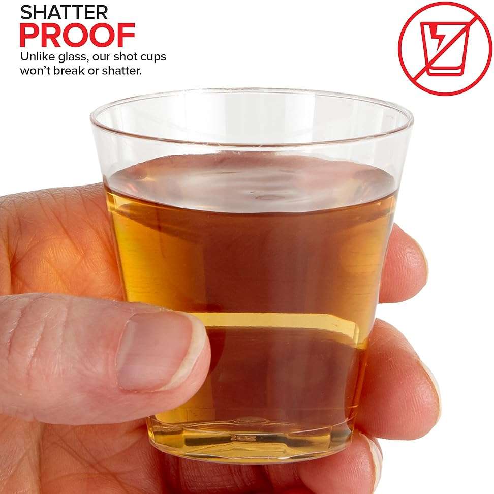Stock Your Home 2 oz Shot Glasses - 100 Mini Plastic Shot Glasses (2oz) Clear Disposable Cups for Jello Shots, Wine Tasting, Liquor, Whiskey, Pudding, Sample Cup for Halloween and Elegant Parties - Image 5