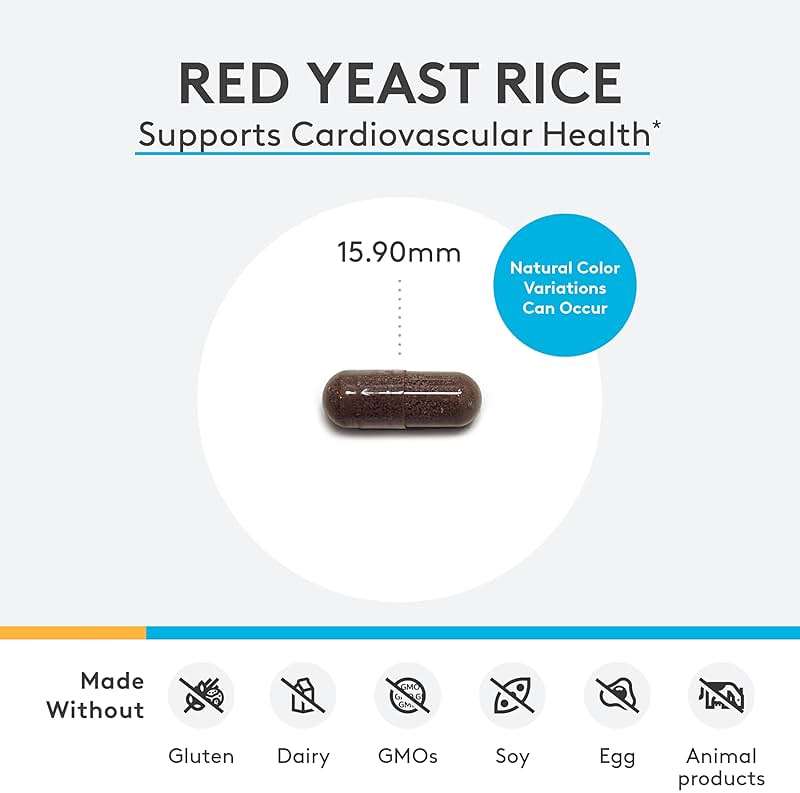 XYMOGEN Yeast Rice - Heart Health & Cardiovascular Support - Maintain Healthy Blood Lipid & Cholesterol Levels - Monacolin K & Citrinin-Free - Vegetarian, Non-GMO & Gluten-Free - 60 Capsules - Image 2
