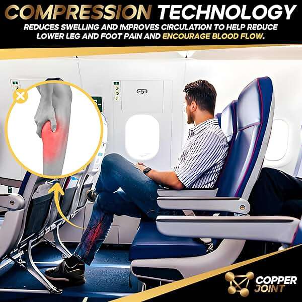 CopperJoint Knee High Compression Socks for Women and Men, Graduated Long Compression Socks for All-Day Standing, Sports & Travel, 15-20 mmHg Leg Support for Daily Wear - 1 Pair, Black & Tan, 2XLarge - Image 4