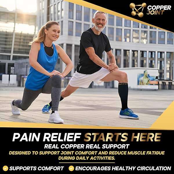 CopperJoint Knee High Compression Socks for Women and Men, Graduated Long Compression Socks for All-Day Standing, Sports & Travel, 15-20 mmHg Leg Support for Daily Wear - 1 Pair, Black & Tan, 2XLarge - Image 6