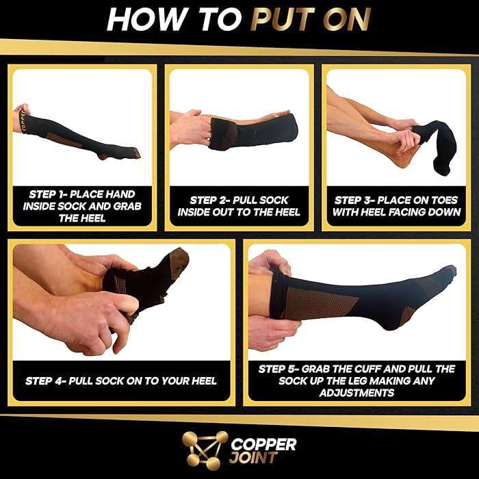 CopperJoint Knee High Compression Socks for Women and Men, Graduated Long Compression Socks for All-Day Standing, Sports & Travel, 15-20 mmHg Leg Support for Daily Wear - 1 Pair, Black & Tan, 2XLarge - Image 7