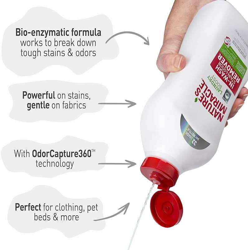 Nature’s Miracle Laundry Boost In-Wash Stain and Odor Remover, Laundry Stain and Odor Removing Additive For All Machines, Spray, 32 oz - Image 6