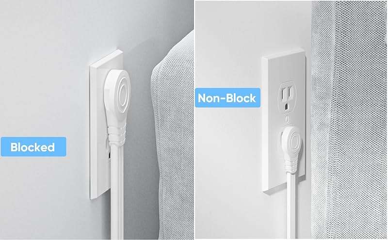 Olcorife Flat Plug Power Strip with 5 FT Extension Cord, 6 Outlets 3 USB Ports(1 USB C), 3 Sided Outlet Extender for Home Office Travel Dorm Room Essentials, White - Image 7