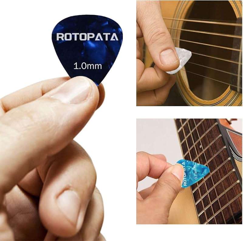 15 Pack Guitar Picks Plectrums with Organizer Storage Box, 0.5 0.75 1.0 mm Includes Thin Medium Heavy Thickness, Variety Colorful Celluloid Plectrums for Bass Electric Acoustic Guitars Ukulele - Image 4