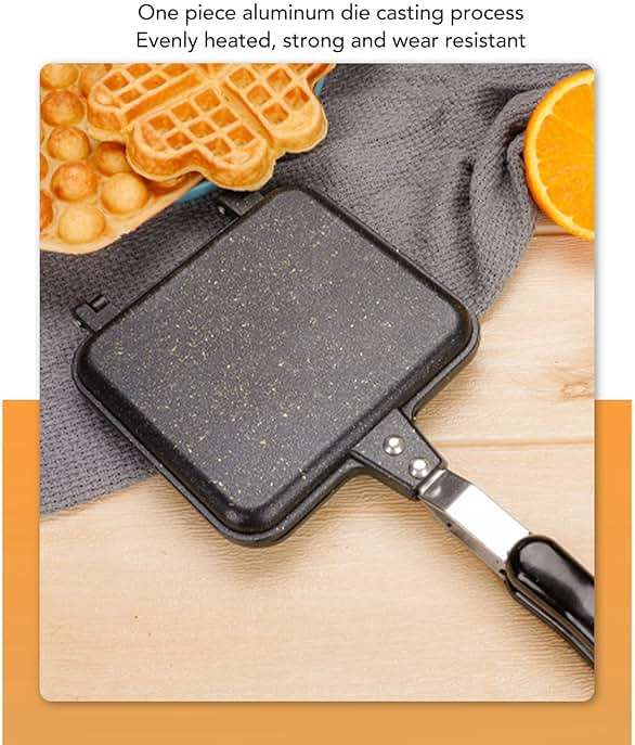 Double Side Frying Pan Nonstick Easy Flip Omelette Pan for Cake Toast Sandwich Breakfast Pancake Indoor Outdoor Cooking 13.8x5.9in - Image 4