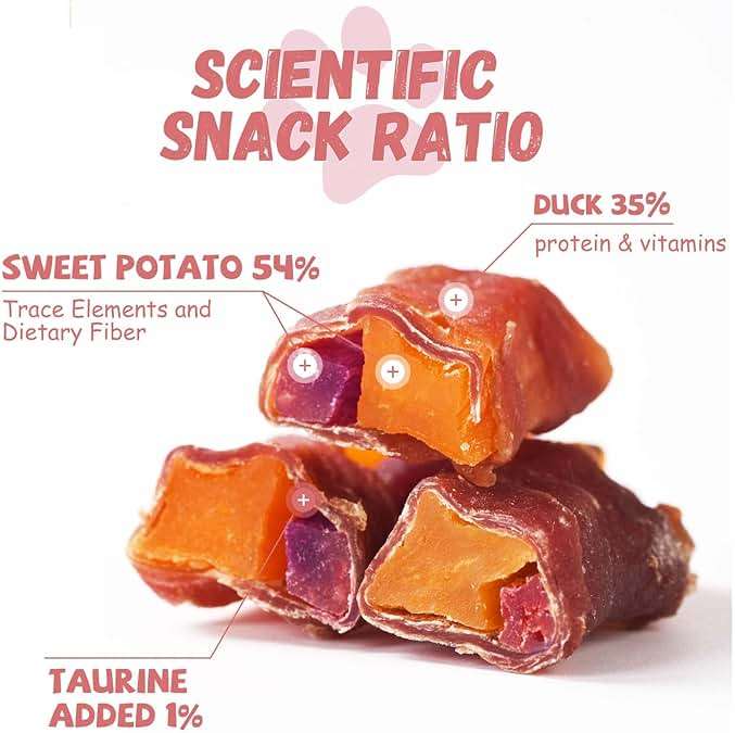 Pawmate Duck Double Purple Sweet Potato Wraps Dog Treats, Healthy Low Fat Dog Jerky High Protein for Training Treats Snacks, Chewy for Small Medium Large Dogs 12-15 Counts - Image 2