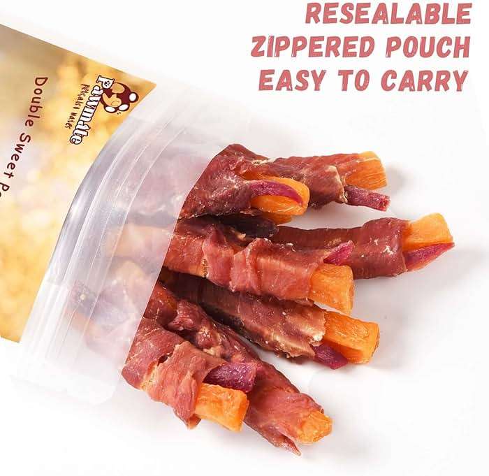 Pawmate Duck Double Purple Sweet Potato Wraps Dog Treats, Healthy Low Fat Dog Jerky High Protein for Training Treats Snacks, Chewy for Small Medium Large Dogs 12-15 Counts - Image 5