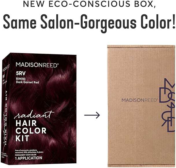 Madison Reed Radiant Hair Color Kit - 5RV Dark Garnet Red with Vibrant Red Violet Tones (Rimini Garnet), Vivid Permanent Hair Dye for Bold Color & Maximum Shine | PPD-Free & Ammonia-Free, 1 Pack - Image 2