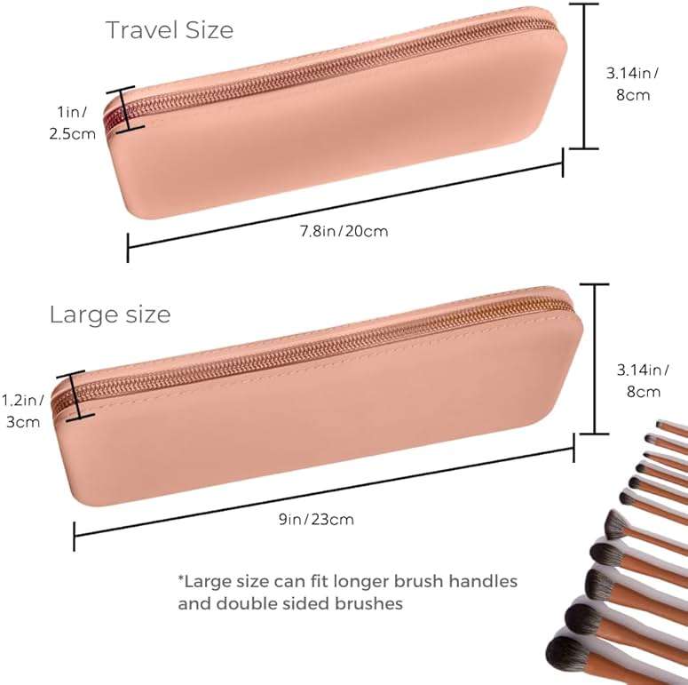 brush bubble silicone makeup brush holder travel case- A storage & makeup bag organizer for brush sets & makeup tools to protect make up accessories & bag, Pink(7.8 * 3.15 * 1") - Image 4
