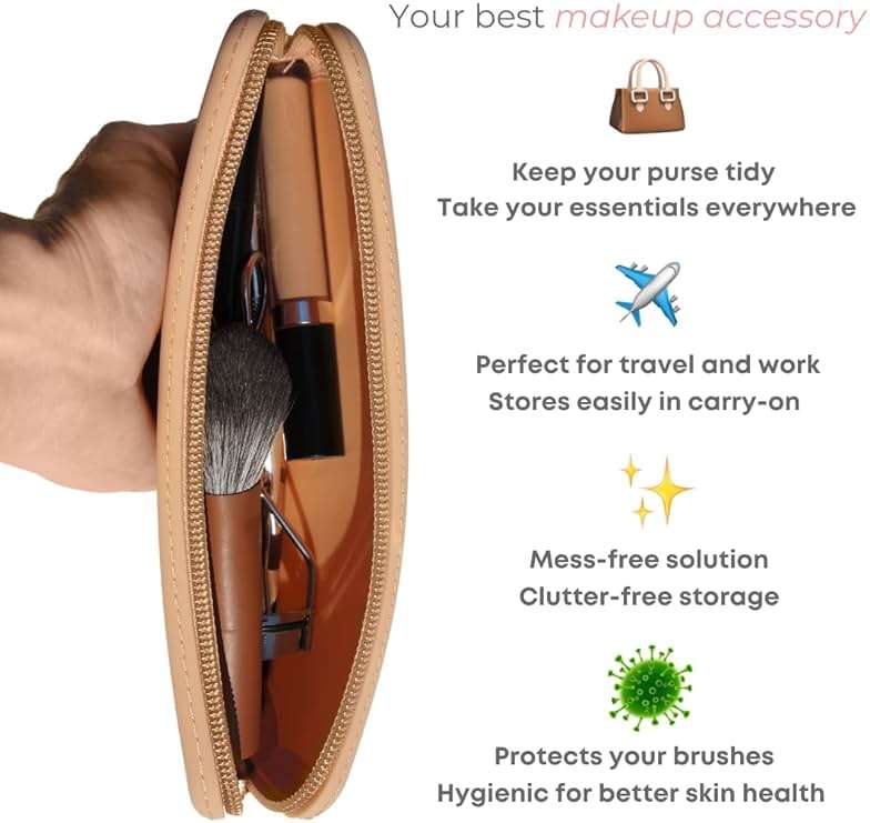 brush bubble silicone makeup brush holder travel case- A storage & makeup bag organizer for brush sets & makeup tools to protect make up accessories & bag, Pink(7.8 * 3.15 * 1") - Image 5
