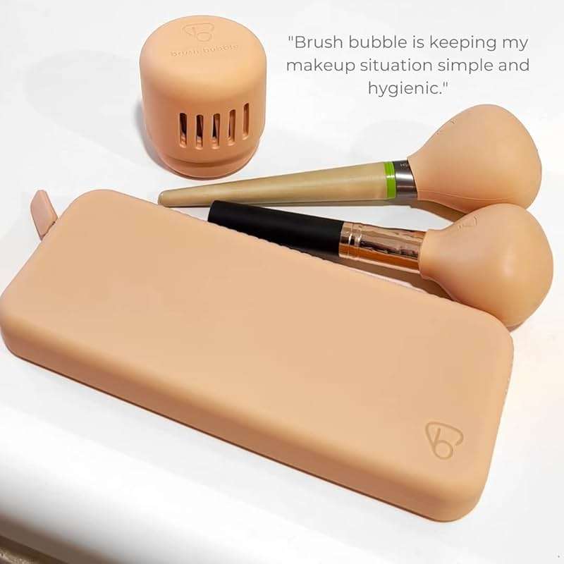 brush bubble silicone makeup brush holder travel case- A storage & makeup bag organizer for brush sets & makeup tools to protect make up accessories & bag, Pink(7.8 * 3.15 * 1") - Image 6