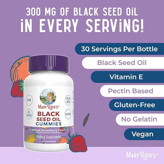 MaryRuth Organics Black Seed Oil Gummies | Black Cumin Seed Oil Supplement | Traditionally Used for Immune Support & Cardiovascular Health | Vegan | No Gelatin | Pectin Based | 60 Gummies - Image 7