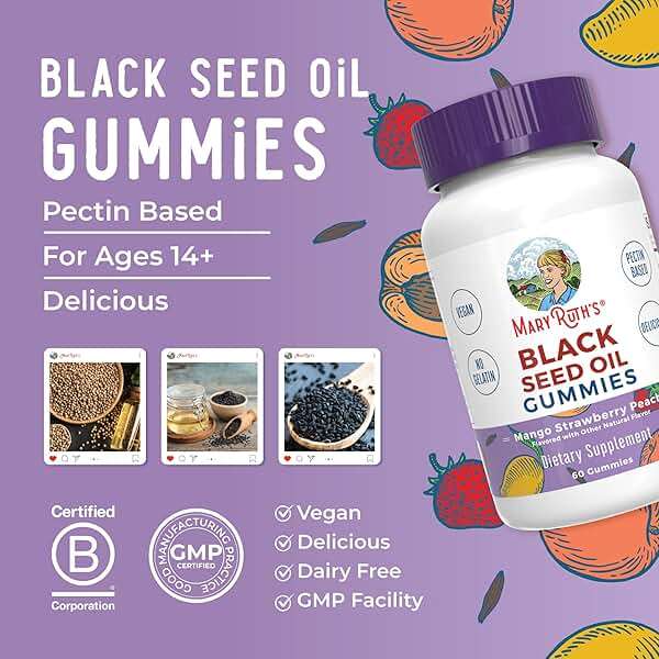 MaryRuth Organics Black Seed Oil Gummies | Black Cumin Seed Oil Supplement | Traditionally Used for Immune Support & Cardiovascular Health | Vegan | No Gelatin | Pectin Based | 60 Gummies - Image 8