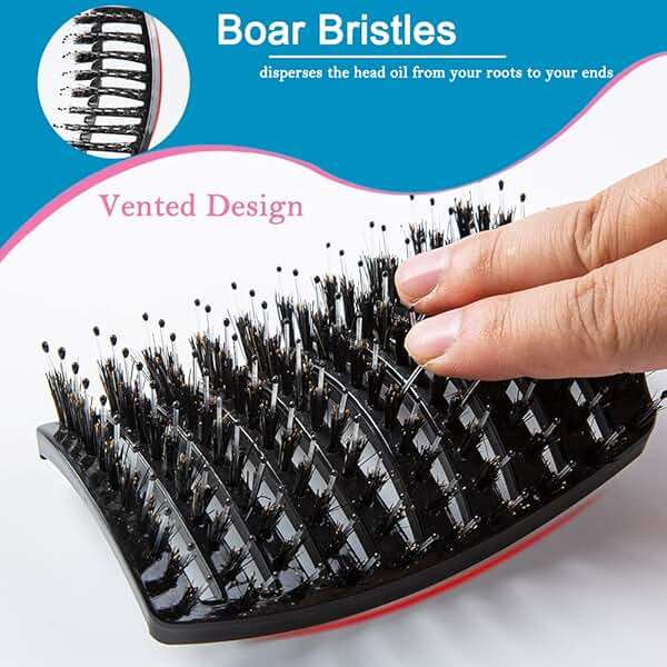 TaiBest Boar Bristle Hair Brush Set - Dry/Wet Hair Brushes Detangler for Fine, Thick, Curly Hair - Curved and Vented Hair Brush for Women, Men or Kids - Image 4